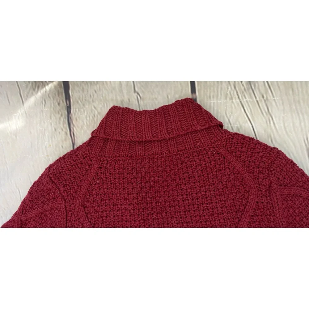 Soft Surroundings Maroon Wool Blend Cable Knit Sweater